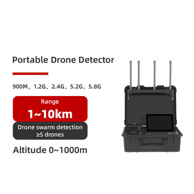 comprar Detector de drones portáteis de longo alcance de 10 km com cobertura de banda completa e alertas em tempo real para detecção de UAV e solução RF anti-drone Fabricação em linha