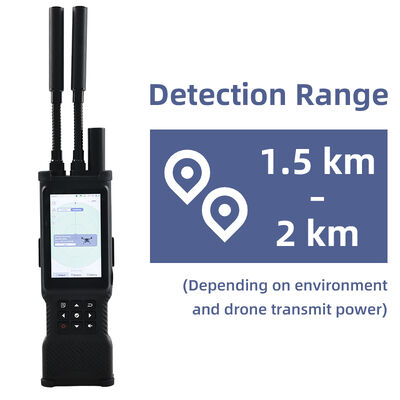 comprar Detector de drones portáteis com digitalização de 70MHz-6GHz Bateria de 8000mAh e alcance de detecção de 3 km para aplicação da lei Fabricação em linha