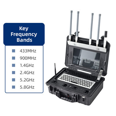 comprar Detector de drones portáteis de alta precisão 100-6000MHz Analisador de espectro 5km Range Pilot Geolocalização Alertas de lista negra para sistemas de segurança corporativos e domésticos Fabricação em linha
